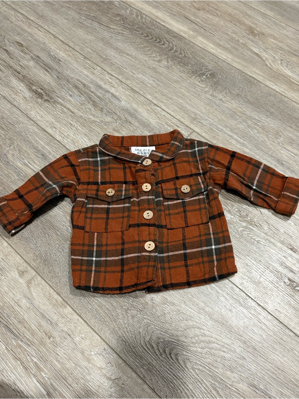 MEBIE BABY | Kids Rust Plaid Fannel Button-Up Jacket